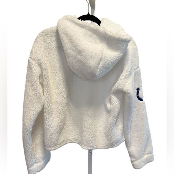 NWT DKNY Women’s White NFL Colts Fleece Cropped Hoodie Embroidered Logo - Size S - Picture 6 of 11